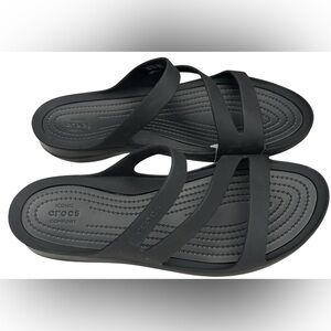 NWT CROCS Swiftwater Black Sandals SZ 9